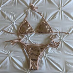 Champagne Pink Sequin Bikini Set
